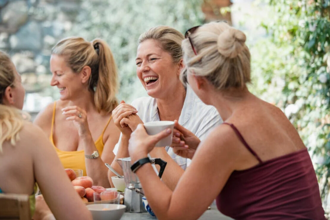 Women discussing menopause health, symptoms and treatment options.
