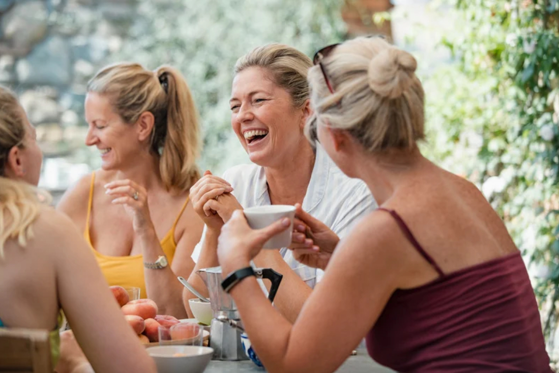 Women discussing menopause health, symptoms and treatment options.